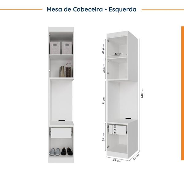 Imagem de Guarda Roupa Modulado de Casal 12 Portas 6 Peças 2 Mesas de Cabeceira Hera CabeCasa MadeiraMadeira