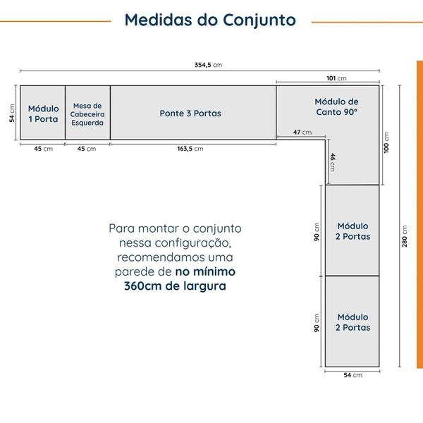 Imagem de Guarda Roupa Modulado de Casal 12 Portas 6 Peças Hera CabeCasa MadeiraMadeira