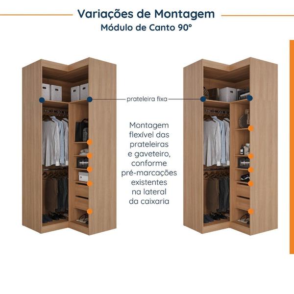 Imagem de Guarda Roupa Modulado de Casal com Espelho 12 Portas 6 Peças e 2 Mesas de Cabeceira Hera CabeCasa MadeiraMadeira