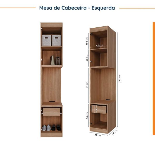 Imagem de Guarda Roupa Modulado de Casal com Espelho 12 Portas 6 Peças e 2 Mesas de Cabeceira Hera CabeCasa MadeiraMadeira