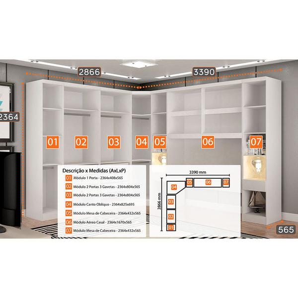 Imagem de Guarda-Roupa Modulado de Casal Safira 002 em MDF com 12 Portas e 8 Gavetas Clic Móveis