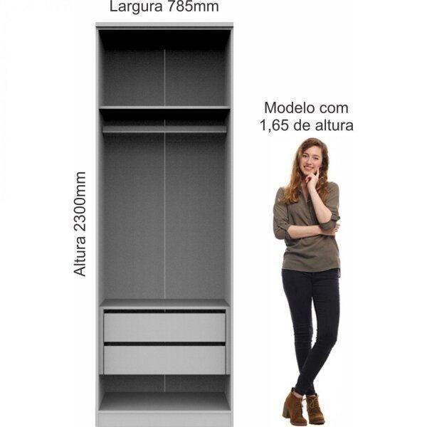 Imagem de Guarda Roupa Modulado Elegance 2 Portas 78,5 cm - Cinza/Carvalho