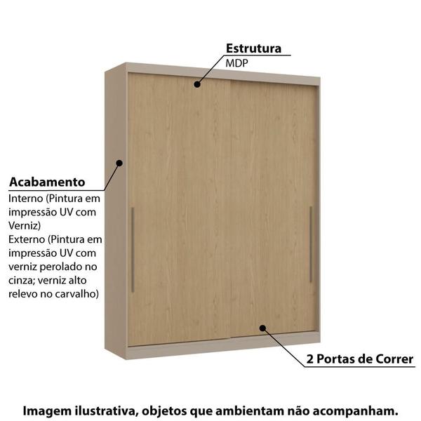 Imagem de Guarda Roupa Modulado Elegance 2 Portas de Correr-Cinza/Carvalho