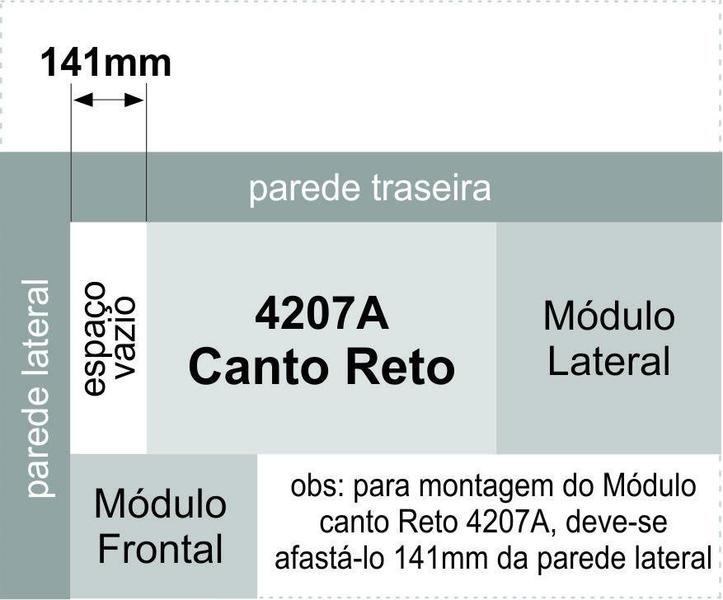 Imagem de Guarda Roupa Modulado Elegance Canto Reto 1 Porta-Carvalho/Cinza