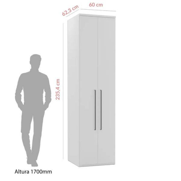 Imagem de Guarda-Roupa Modulado Evolution de 61cm 2 Portas 3 Gavetas Cabideiro e 4 Prateleiras - Robel Móveis