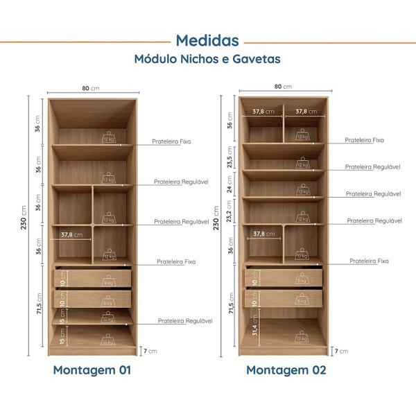 Imagem de Guarda Roupa Modulado Infantil 3 Peças 2 Gavetas Joy Kids CabeCasa MadeiraMadeira