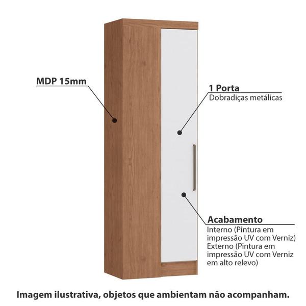 Imagem de Guarda Roupa Modulado Infinity Canto Reto com 1 Porta - Macadâmia/Branco Line