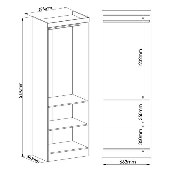 Imagem de Guarda Roupa Modulado Infinity com 2 Portas - Branco Line