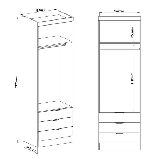 Imagem de Guarda Roupa Modulado Infinity com 3 Gavetas - Branco Line/Pistache