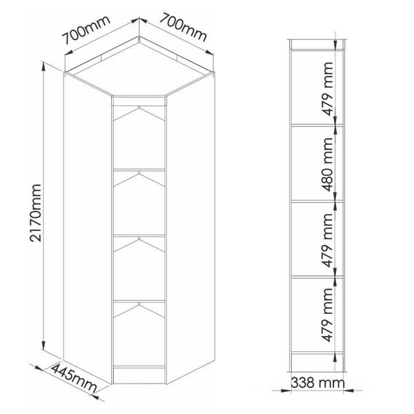 Imagem de Guarda Roupa Modulado Infinity de Canto com 1 Porta - Macadâmia/Pistache