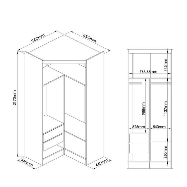 Imagem de Guarda Roupa Modulado Infinity de Canto com 2 Portas - Branco Line