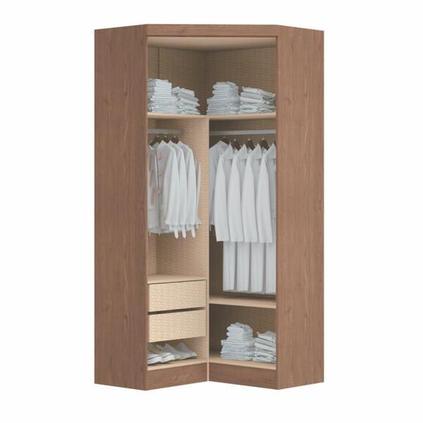 Imagem de Guarda Roupa Modulado Infinity de Canto com 2 Portas - Macadâmia/Branco Line