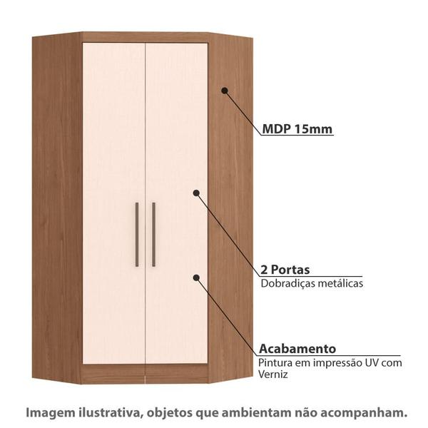 Imagem de Guarda Roupa Modulado Infinity de Canto com 2 Portas - Macadâmia/Rosa