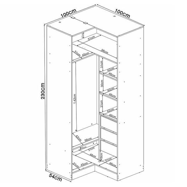 Imagem de Guarda Roupa Modulado Irlanda Canto L Amêndola/Branco - Demartêz