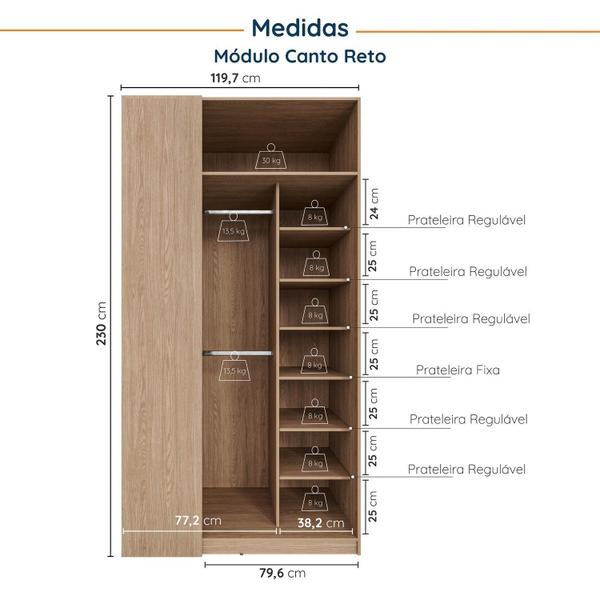 Imagem de Guarda-roupa Modulado Joy 2 Peças Canto, Nicho com 2 Gavetas Cabecasa Madeiramadeira