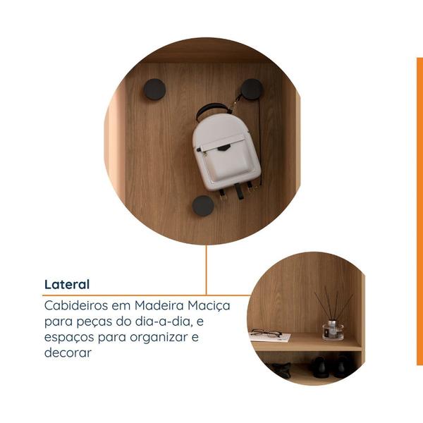 Imagem de Guarda-roupa Modulado Joy 3 Peças Canto, Nicho com 2 Gavetas e Sapateira Cabecasa Madeiramadeira