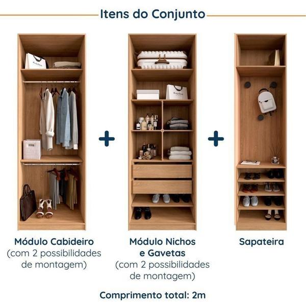 Imagem de Guarda Roupa Modulado Joy 3 Peças com Cabideiro Gaveteiro e Sapateira CabeCasa MadeiraMadeira Salmão/Avena