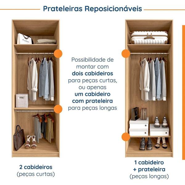 Imagem de Guarda-roupa Modulado Joy com Cabideiro Cabecasa Madeiramadeira