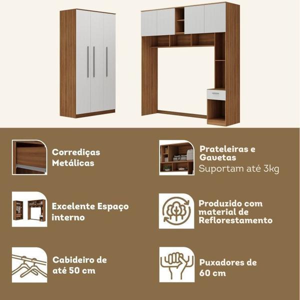 Imagem de Guarda-roupa Modulado Lugano 8 Portas 3 Gavetas 3 Peças Yescasa