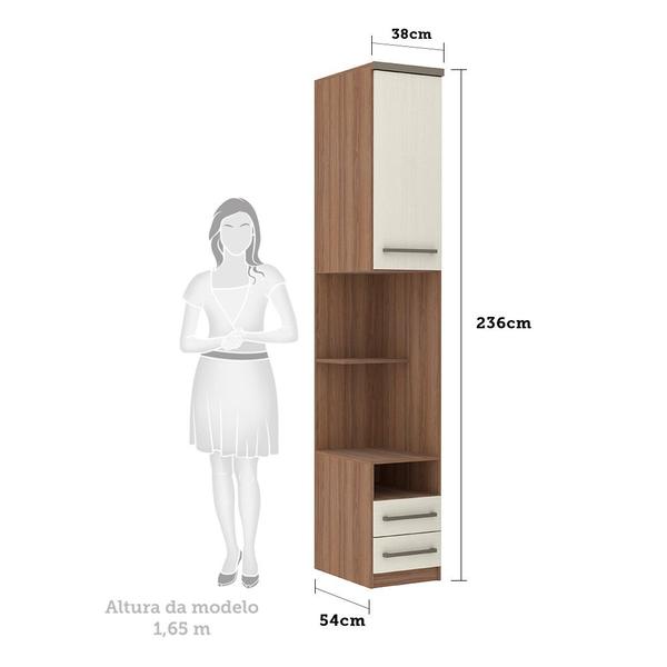 Imagem de Guarda Roupa Modulado Mesa de Cabeceira Alta 1 Porta 2 Gavetas 38cm Connect Luciane Móveis