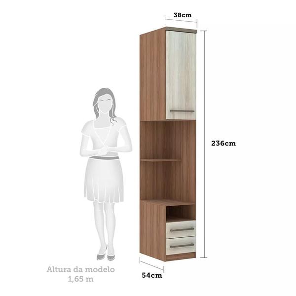 Imagem de Guarda Roupa Modulado Mesa de Cabeceira Alta 1 Porta 2 Gavetas 38cm Connect Luciane Móveis