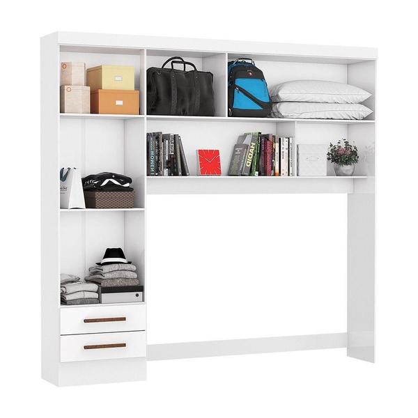 Imagem de Guarda Roupa Modulado Paris 5 Portas Com Espelho E 2 Gavetas Branco