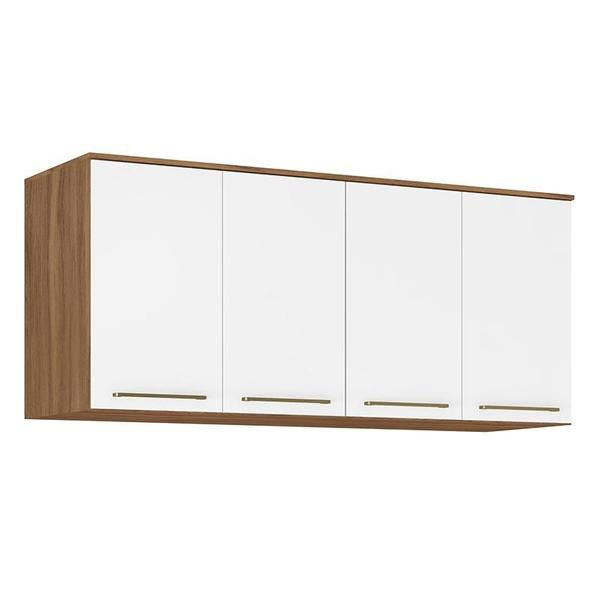 Imagem de Guarda Roupa Modulado Ponte Casal Irlanda 4 Portas Amêndola/Branco - Demartêz