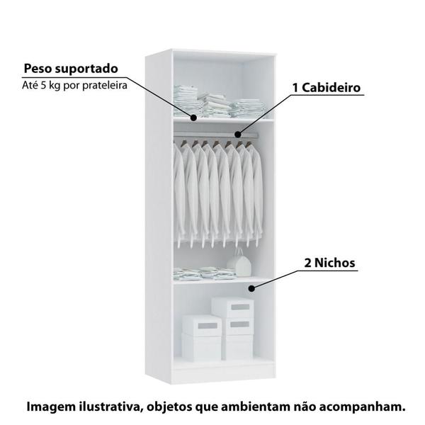 Imagem de Guarda Roupa Modulado Requinte com 2 Portas - Branco Line/Macadâmia