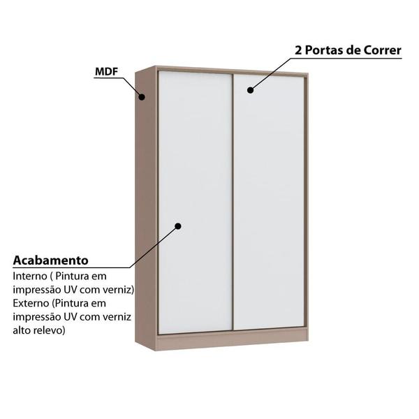 Imagem de Guarda Roupa Modulado Requinte com 2 Portas de Correr - Duna Line/Branco Line