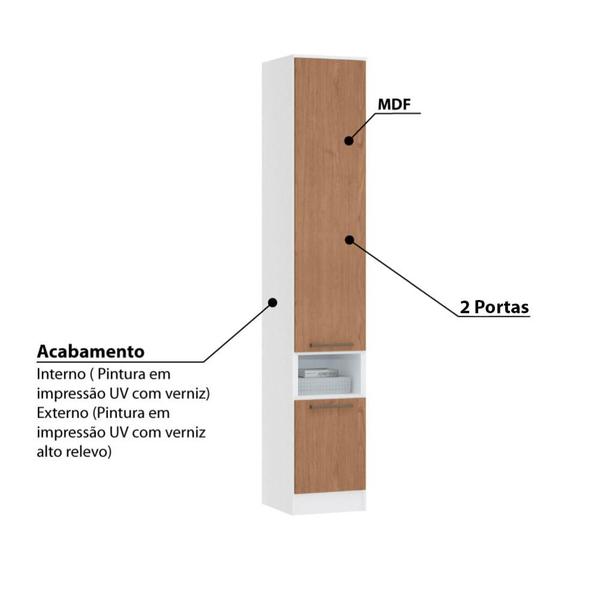 Imagem de Guarda Roupa Modulado Requinte com 2 Portas e 1 Nicho - Branco Line/Macadâmia