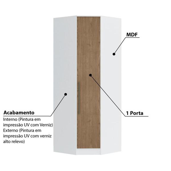 Imagem de Guarda Roupa Modulado Requinte de Canto com 1 Porta - Branco Line/Macadâmia