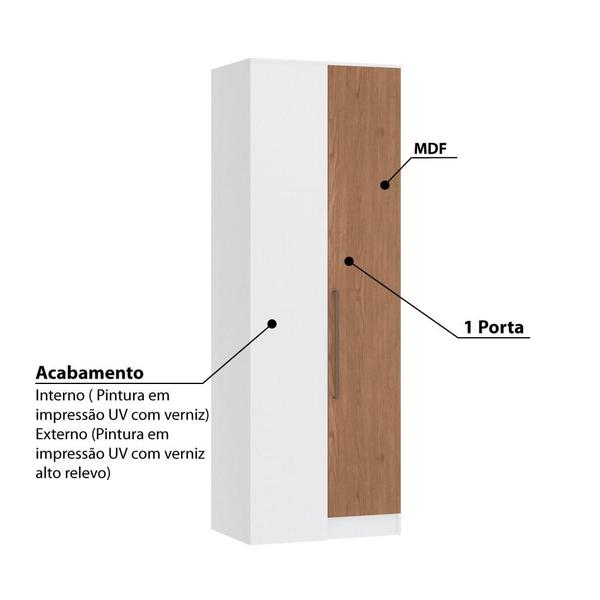 Imagem de Guarda Roupa Modulado Requinte de Canto Reto com 1 Porta - Branco Line/Macadâmia