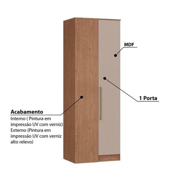 Imagem de Guarda Roupa Modulado Requinte de Canto Reto com 1 Porta - Macadâmia/Duna Line