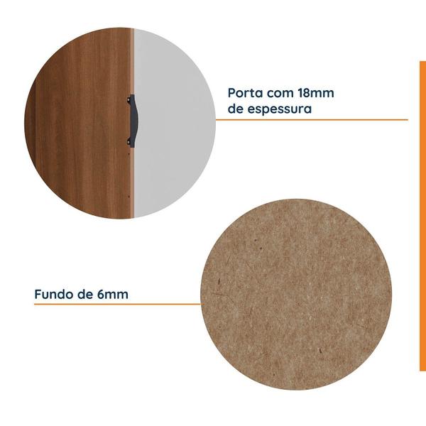 Imagem de Guarda-Roupa Modulado Solteiro 7 Portas com Espelho e Mesa de Cabeceira Hera CabeCasa MadeiraMadeira