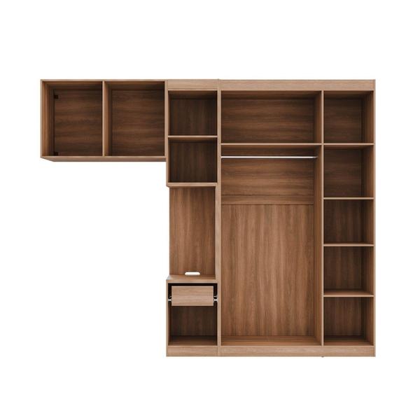 Imagem de Guarda-Roupa Modulado Solteiro 7 Portas com Espelho e Mesa de Cabeceira Hera CabeCasa MadeiraMadeira