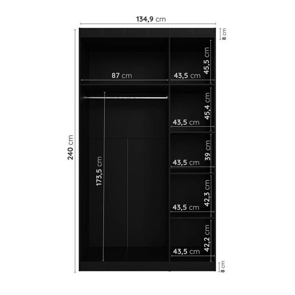 Imagem de Guarda-Roupa Modulado Solteiro 7 Portas com Espelho e Mesa de Cabeceira Hera CabeCasa MadeiraMadeira