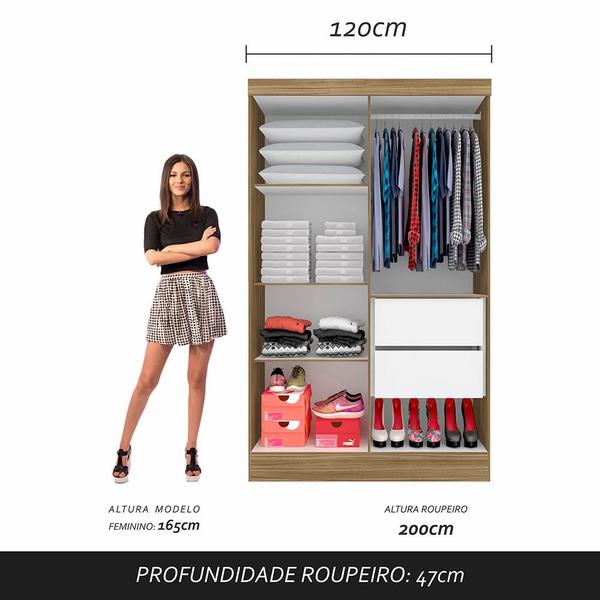 Imagem de Guarda Roupa Modulado Solteiro Andrea Boreal/branco - Móveis Arapongas