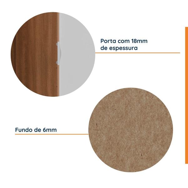 Imagem de Guarda-Roupa Modulado Solteiro com Mesa de Cabeceira 7 Portas 3 Peças Hera CabeCasa MadeiraMadeira