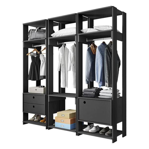 Imagem de Guarda Roupa Modulado Titan 3 Peças Preto - Móveis Leão