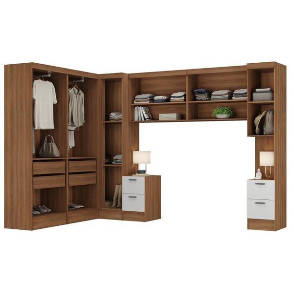 Imagem de Guarda-Roupa Modulado Viena 10 Portas 8 Gavetas 7 Peças Espresso Móveis Nogal/Branco