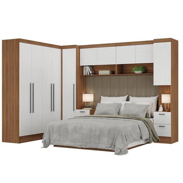 Imagem de Guarda-Roupa Modulado Viena 10 Portas 8 Gavetas 7 Peças Espresso Móveis Nogal/Branco