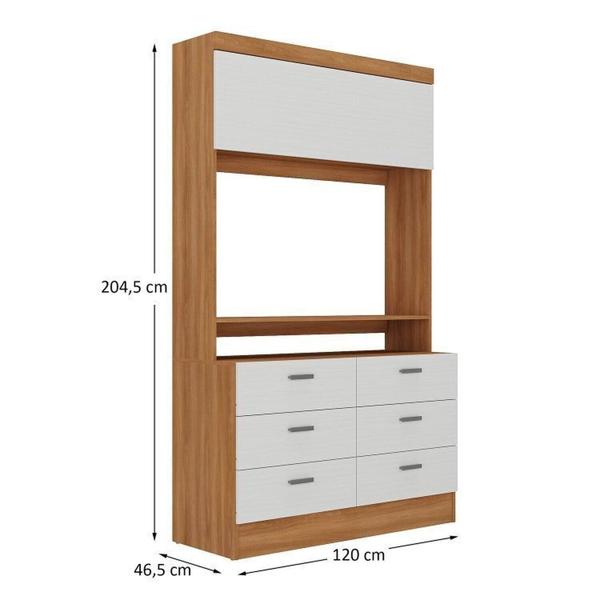 Imagem de Guarda-roupa Modulado Viena 2 Portas 8 Gavetas 3 Peças Espresso Móveis Nogal/Branco