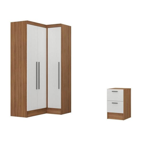 Imagem de Guarda-Roupa Modulado Viena 3 Portas 4 Gavetas 3 Peças Espresso Móveis Noga/Branco