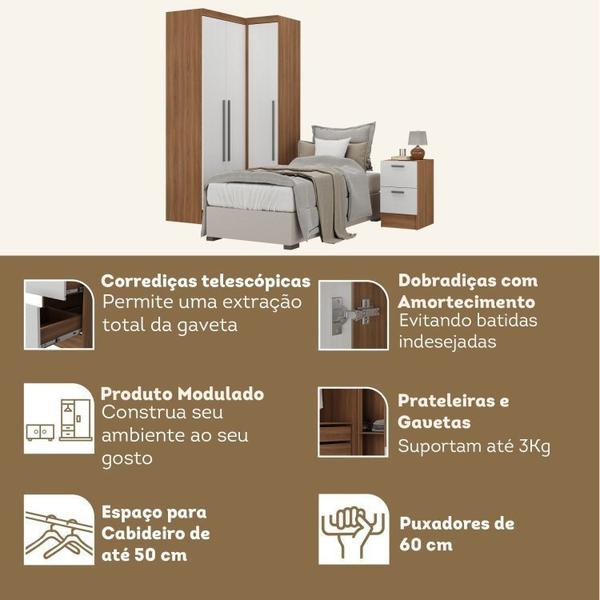 Imagem de Guarda-Roupa Modulado Viena 3 Portas 4 Gavetas 3 Peças Espresso Móveis Noga/Branco