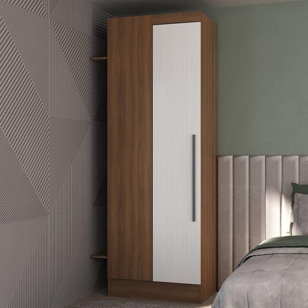 Imagem de Guarda-Roupa Modulado Viena 3 Portas 4 Gavetas 3 Peças Espresso Móveis Noga/Branco