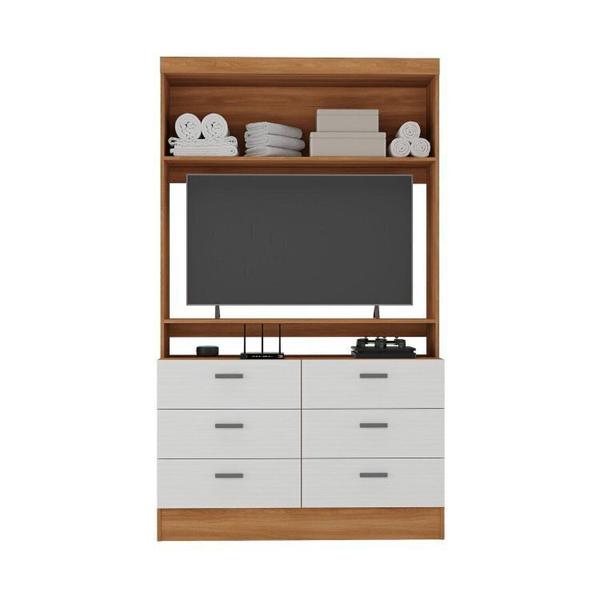 Imagem de Guarda-roupa Modulado Viena 4 Portas 6 Gavetas3 Peças Espresso Móveis Nogal/Branco