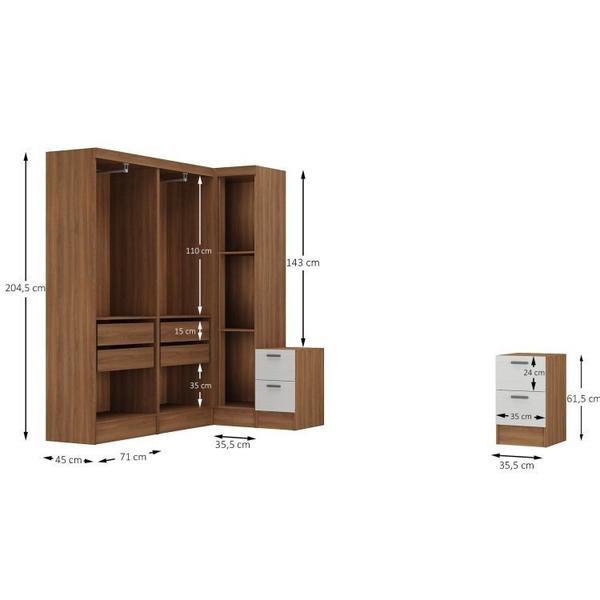 Imagem de Guarda-Roupa Modulado Viena 5 Portas 8 Gavetas 5 Peças Espresso Móveis Nogal/Branco