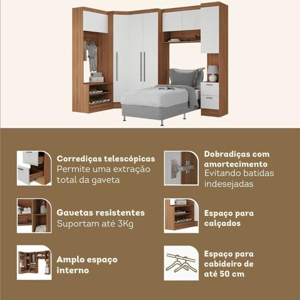 Imagem de Guarda-roupa Modulado Viena 7 Portas 2 Gavetas5 Peças Espresso Móveis Nogal/Branco