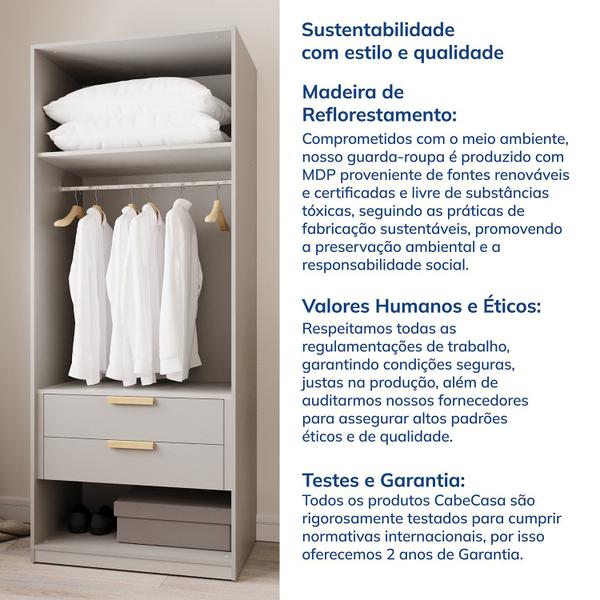 Imagem de Guarda-roupa Modular 80cm com Portas e Gaveteiro Jade Cabecasa Madeiramadeira