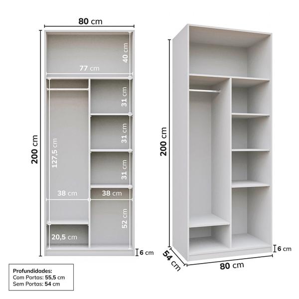 Imagem de Guarda-roupa Modular 80cm sem Portas com Prateleiras Jade Cabecasa Madeiramadeira